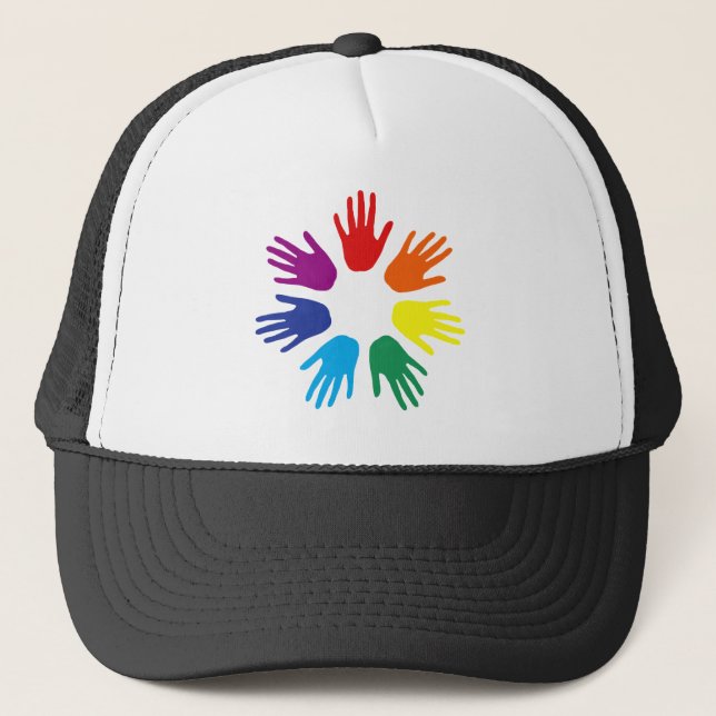Gorra De Camionero Manos arcoiris (Anverso)