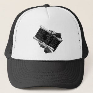 Gorra De Camionero Manos con planos arquitectónicos azules vintage, N