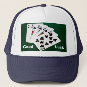 Gorra De Camionero Manos de Póquer - Flush Real - Juego de Clubs