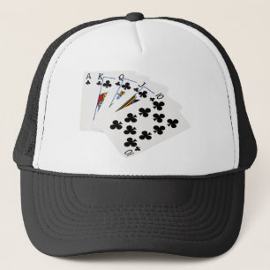 Gorra De Camionero Manos de Póquer - Flush Real - Juego de Clubs