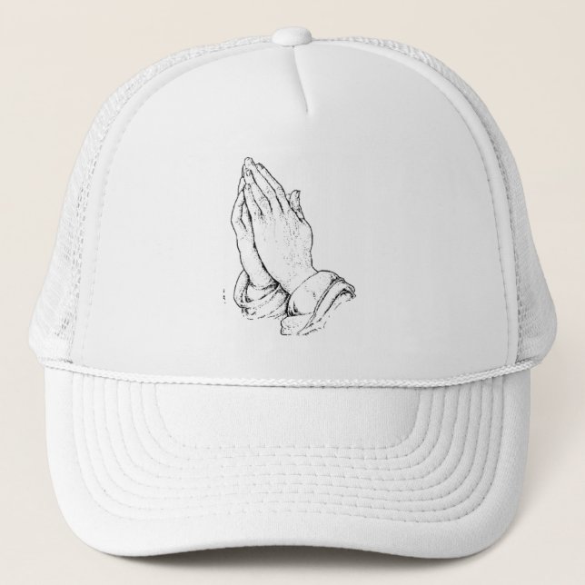 Gorra De Camionero manos de rogación/blanco (Anverso)