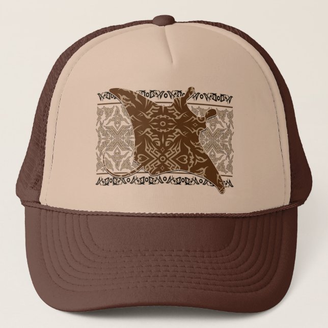 Gorra De Camionero Manta-Raya-Marron-Tribal (Anverso)