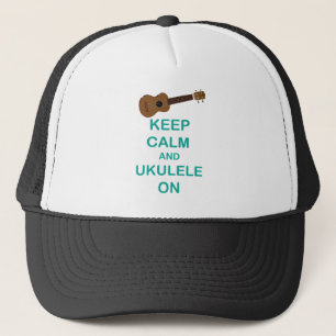 Gorra De Camionero Mantén la calma y el ukelele encendido impresión ú