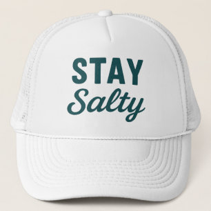 Gorra De Camionero Mantén lo Salado   Gráfica Costera de Surf Teal Az