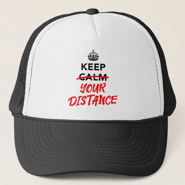 Gorra De Camionero Mantén tu distancia - Lema de distanciamiento soci (Anverso)