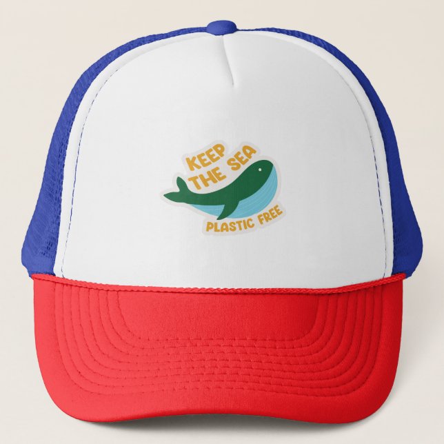 Gorra De Camionero Mantener el mar libre de plástico (Anverso)