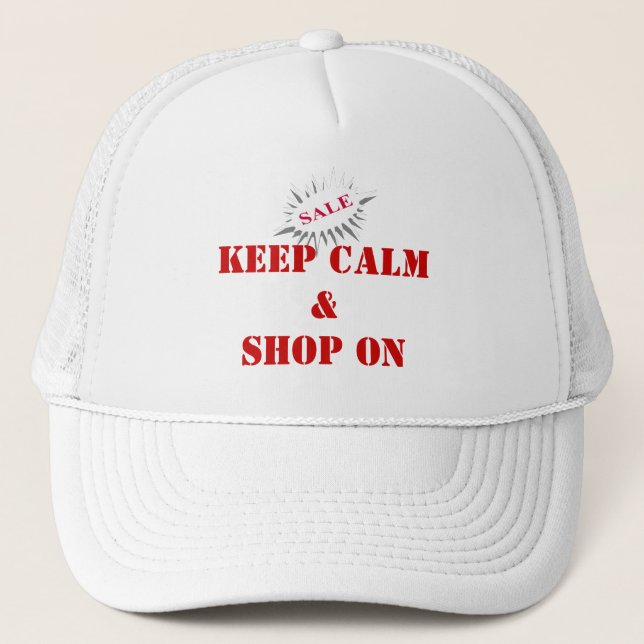 Gorra De Camionero mantener la calma y comprar (Anverso)