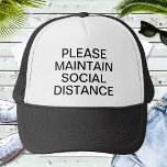 Gorra De Camionero Mantener Personalizado de distancia social Texto B<br><div class="desc">Añade un texto y crea fácilmente tu sombrero de béisbol personalizado. Haga clic en PERSONALIZAR para cambiar el color de fondo o del texto. Puede TRANSFERIR este DISEÑO a otros productos de Zazzle y ajustarlo para que se ajuste a la mayoría de los artículos de Zazzle. También puede hacer clic...</div>