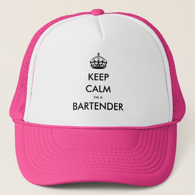 GORRA DE CAMIONERO MANTENGA CALMA, SOY BARTENDER (Anverso)