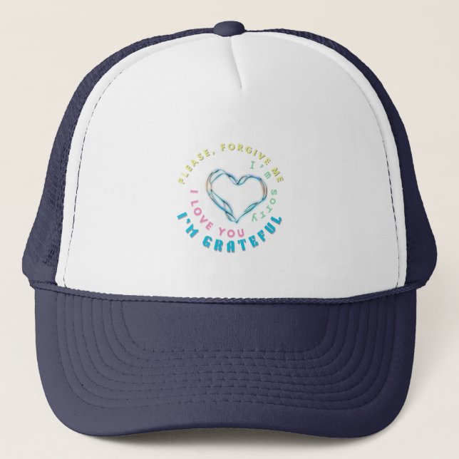 Gorra De Camionero Mantra curadora de Ho'oponopono - Espiritual azul  (Anverso)