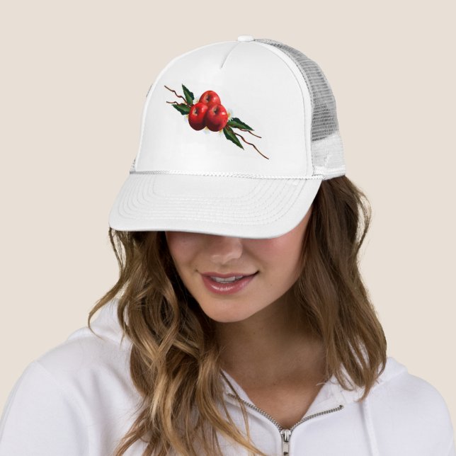 Gorra De Camionero Manzanas rojas acuarelas (In situ)