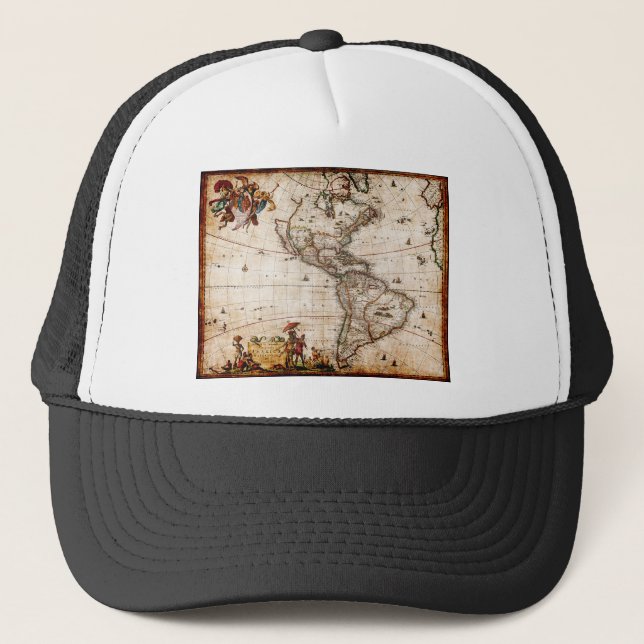 Gorra De Camionero Mapa antiguo de Continente América (Anverso)