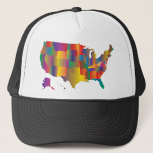 Gorra De Camionero Mapa colorido de América