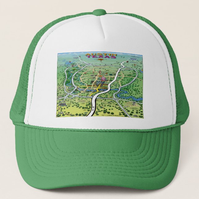 Gorra De Camionero Mapa de Austin (Anverso)