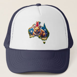 Gorra De Camionero Mapa de bandera de Australia Koala Bear