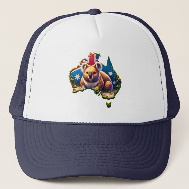 Gorra De Camionero Mapa de bandera de Australia Koala Bear (Anverso)