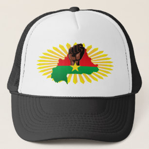 Gorra De Camionero Mapa de Burkina, bandera y puño de la revolución