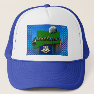 Gorra De Camionero Mapa de Connecticut', texto, trimestre falso, pais