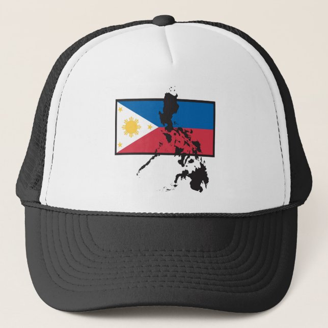 Gorra De Camionero Mapa de Filipinas sobre bandera (Anverso)