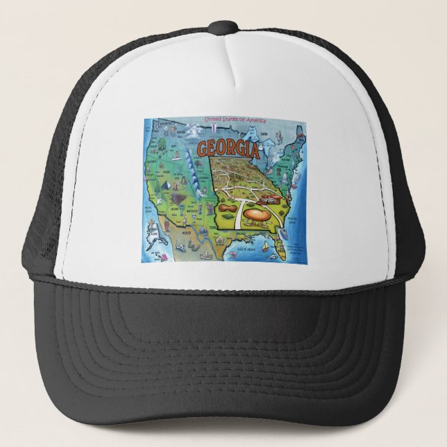 Gorra De Camionero Mapa de Georgia USA (Anverso)