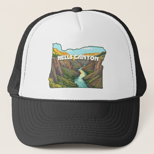 Gorra De Camionero Mapa de Hells Canyon Oregon (Anverso)