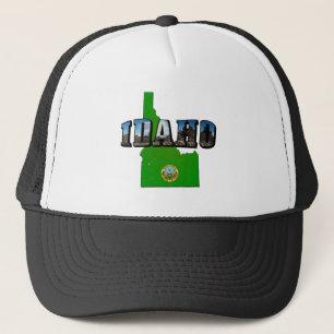 Gorra De Camionero Mapa de Idaho, Sello y texto de imagen