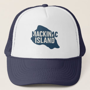 Gorra De Camionero Mapa de isla Mackinac Michigan en negrita