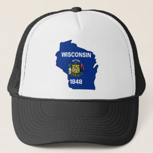 Gorra De Camionero Mapa de la bandera de Wisconsin