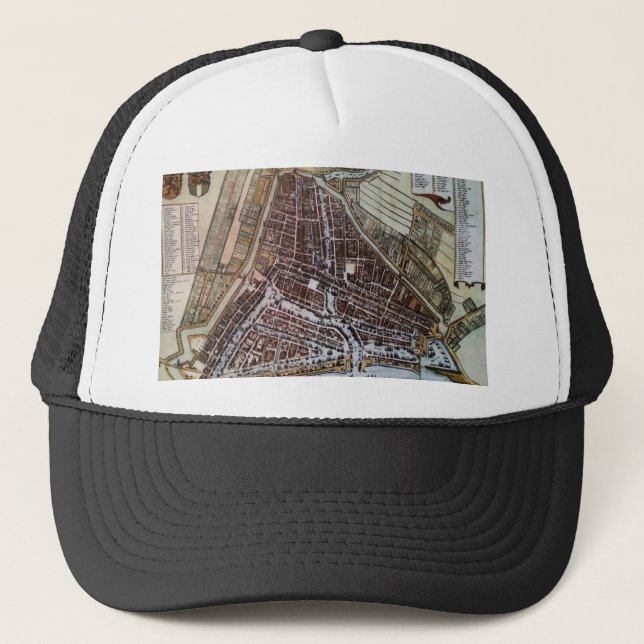 Gorra De Camionero Mapa de la ciudad de Réplica de Rotterdam 1652 (Anverso)