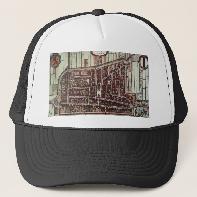 Gorra De Camionero Mapa de la ciudad de réplicas de Delft 1649 (Anverso)