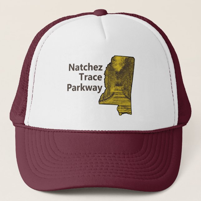 Gorra De Camionero Mapa de Natchez Trace Parkway Mississippi (Anverso)