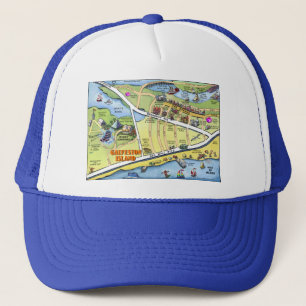 Gorra De Camionero Mapa de Personalizados de Galveston Texas