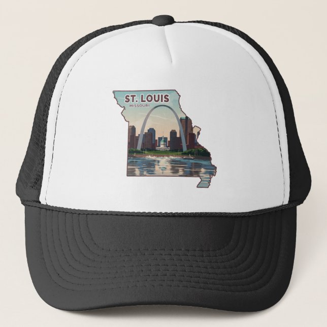 Gorra De Camionero Mapa de San Luis Missouri (Anverso)