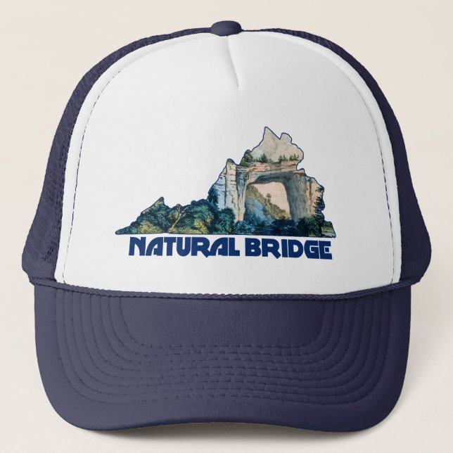 Gorra De Camionero Mapa del estado de Virginia Natural Bridge (Anverso)