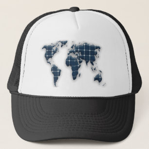 Gorra De Camionero Mapa del mundo con paneles solares fotovoltaicos.