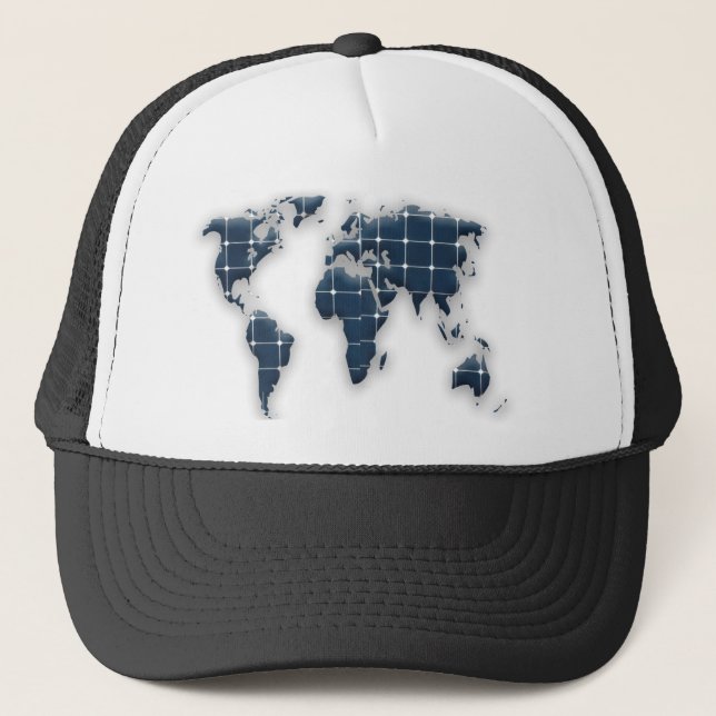 Gorra De Camionero Mapa del mundo con paneles solares fotovoltaicos. (Anverso)