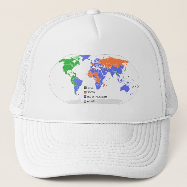 Gorra De Camionero Mapa del mundo de PAL NTSC SECAM TV (Anverso)