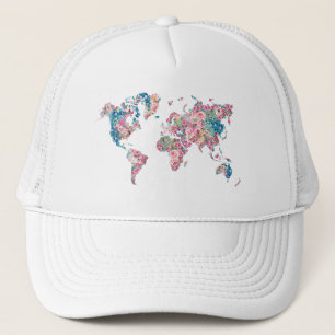 Gorra De Camionero Mapa del mundo floral