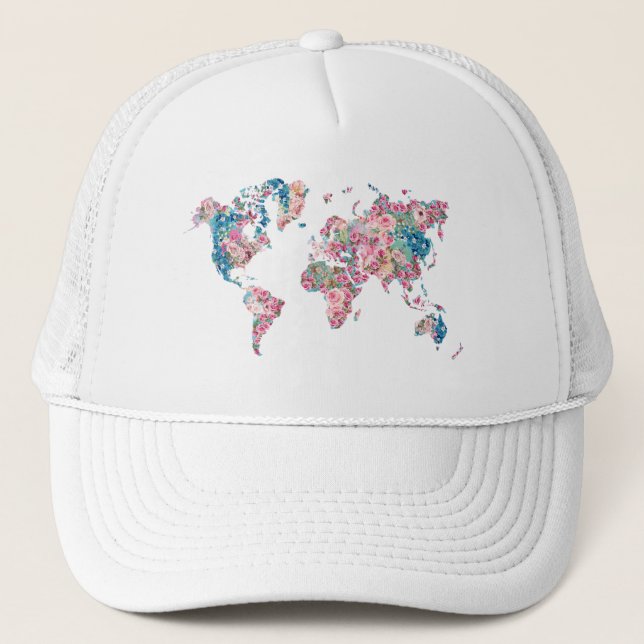 Gorra De Camionero Mapa del mundo floral (Anverso)