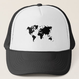 Gorra De Camionero Mapa del mundo - Negro