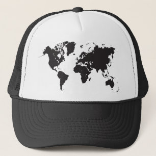 Gorra De Camionero mapa del mundo negro
