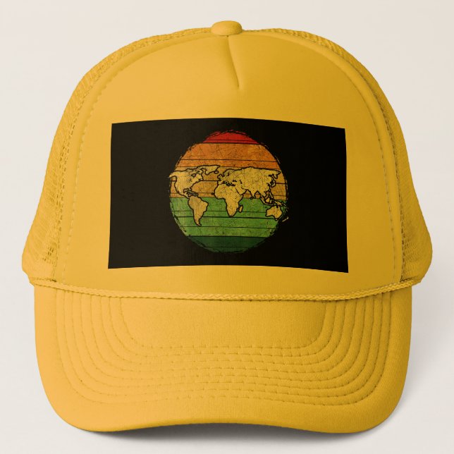 Gorra De Camionero Mapa del mundo retro (Anverso)