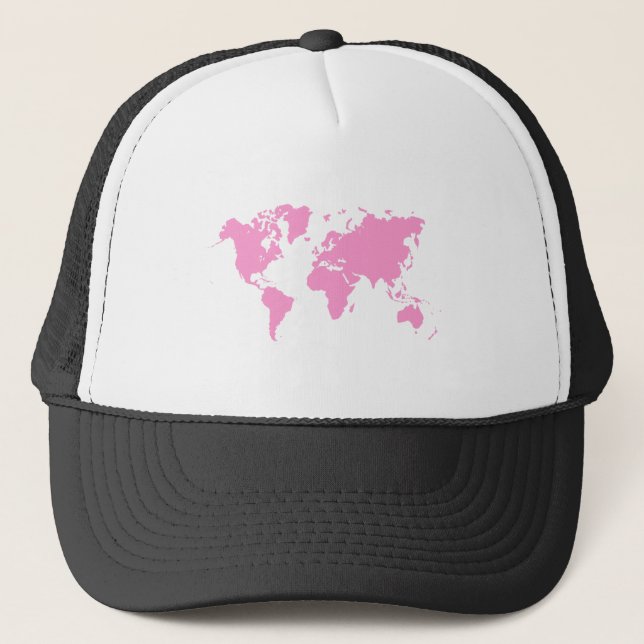 Gorra De Camionero Mapa del mundo - Rosa (Anverso)