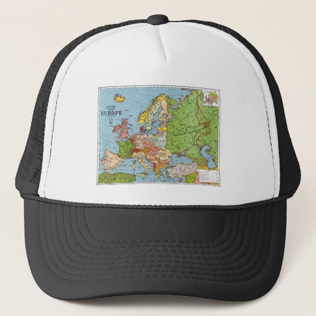 Gorra De Camionero Mapa general del siglo XX de la Vieja Europa (Anverso)