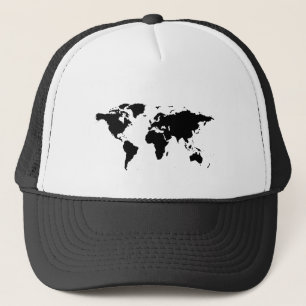 Gorra De Camionero mapa gráfico negro mundial