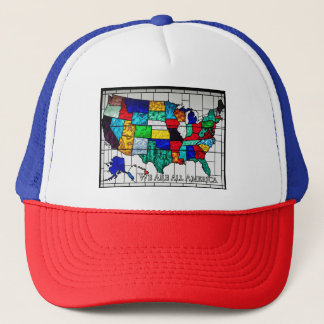 Gorra De Camionero Mapa multicolor de Estados Unidos que representa a
