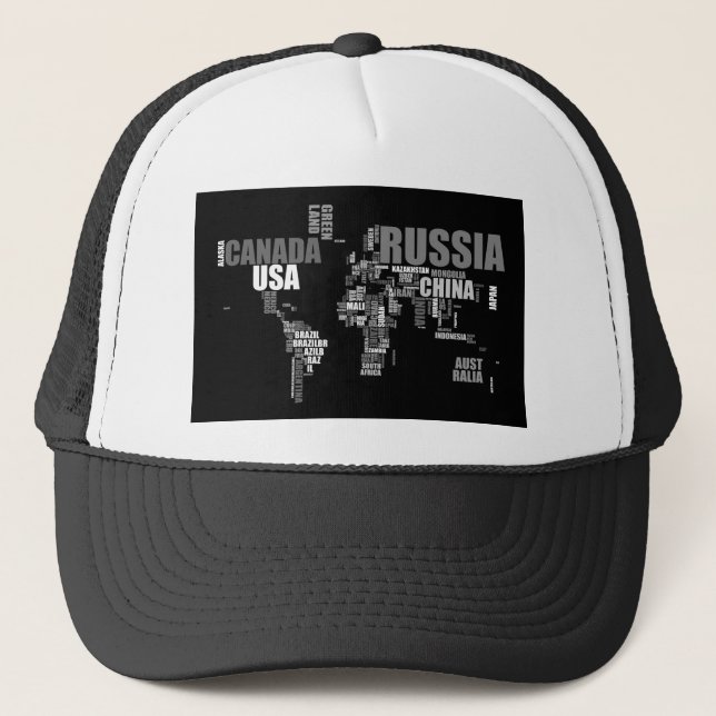 Gorra De Camionero Mapa mundial en palabras (Anverso)