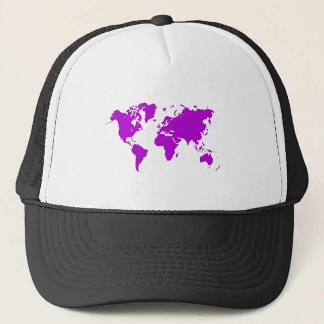 Gorra De Camionero Mapa Mundial - Púrpura (Anverso)