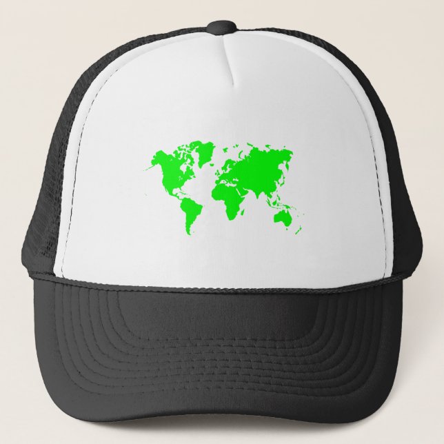 Gorra De Camionero Mapa Mundial - Verde (Anverso)