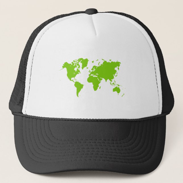 Gorra De Camionero Mapa Mundial - Verde marciano (Anverso)